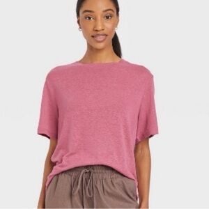 a new day Women's Linen Short Sleeve Tee